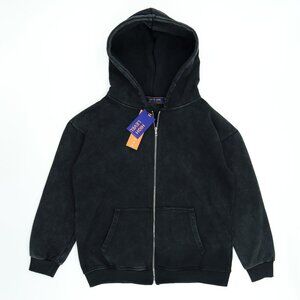 High Level HL Zip-up Hoodie Black Stone Washed Vintage Men Long sleeves zip-up